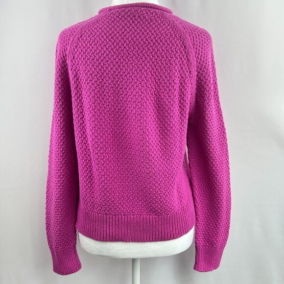 Lauren Ralph Lauren Fuchsia Textured 100% Cotton Sweater Knit – Women’s Small - Picture 6 of 9